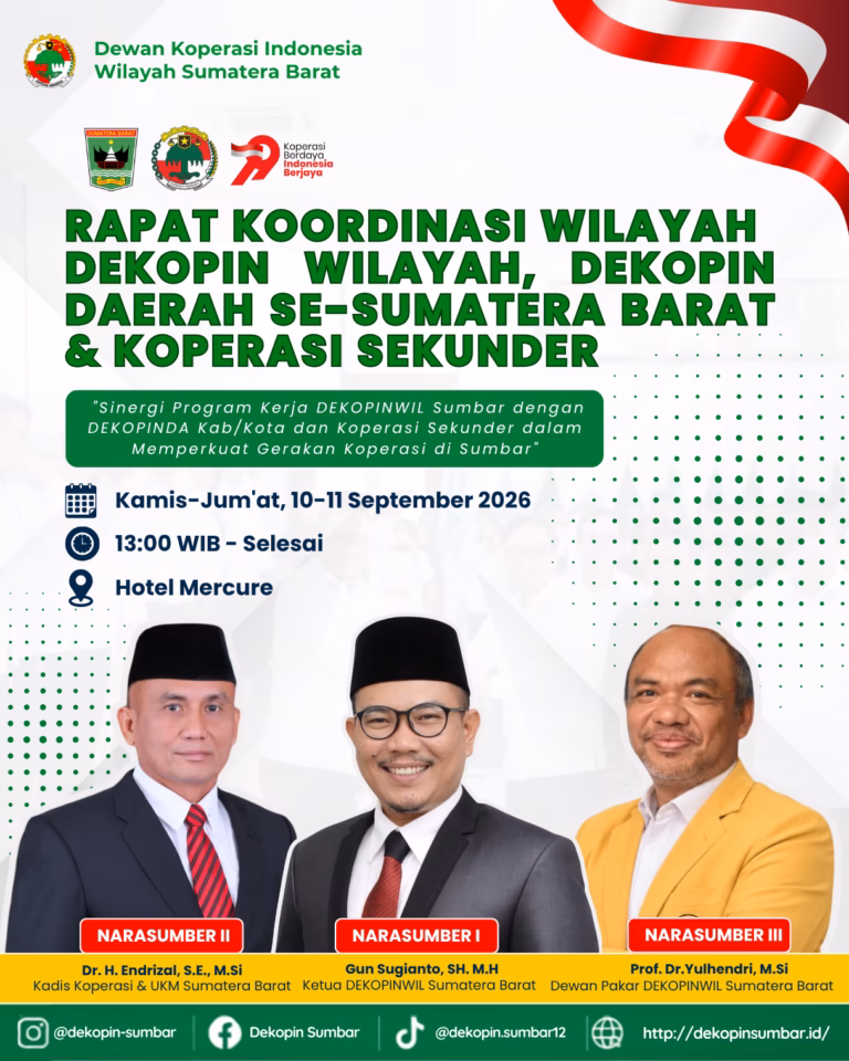 Rakorwil Dekopinwil Sumbar Resmi Dibuka, Perkuat Arah Gerakan Koperasi Se-Sumatera Barat